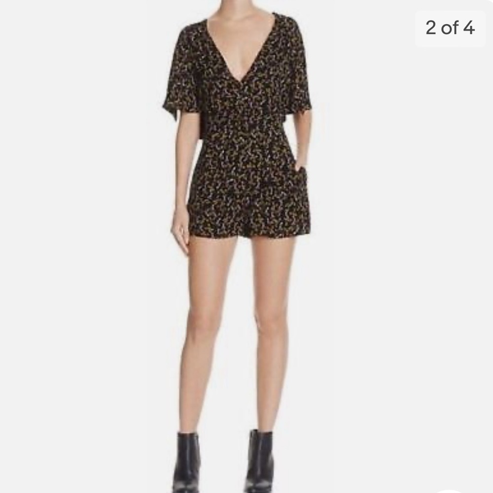 Free People Meet Virginia Printed Romper Size 0 Boho Whimsigoth Whimsical Fairy - Picture 2 of 12